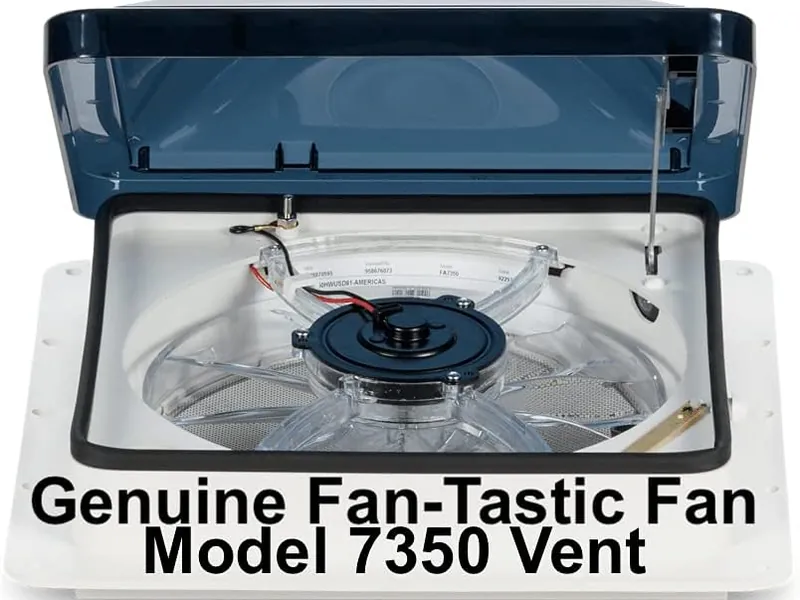 Fan-Tastic Vent 7350 roof-mounted 12V RV vent fan with manual lid