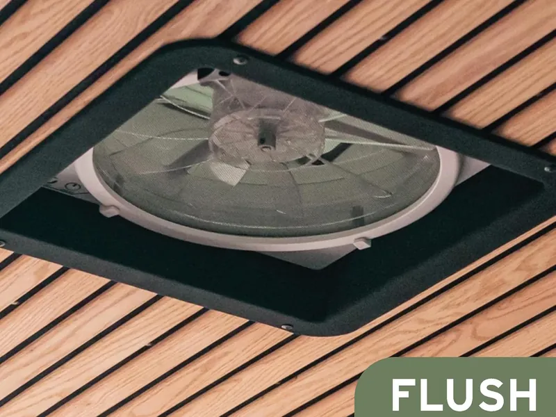 MaxxAir MaxxFan Deluxe 7500K roof-mounted reversible vent fan with built-in rain cover