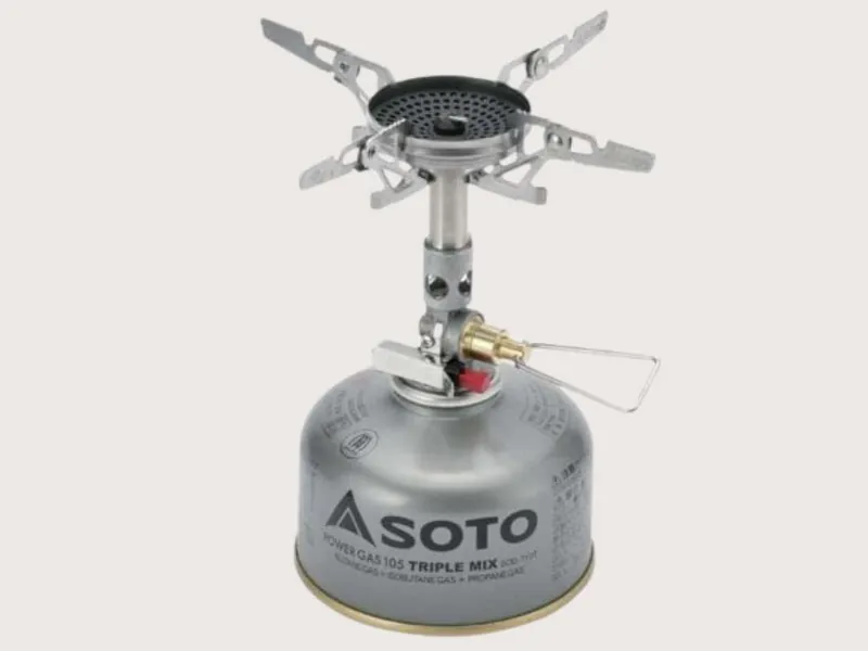 Soto WindMaster single-burner iso-butane camping stove on its canister